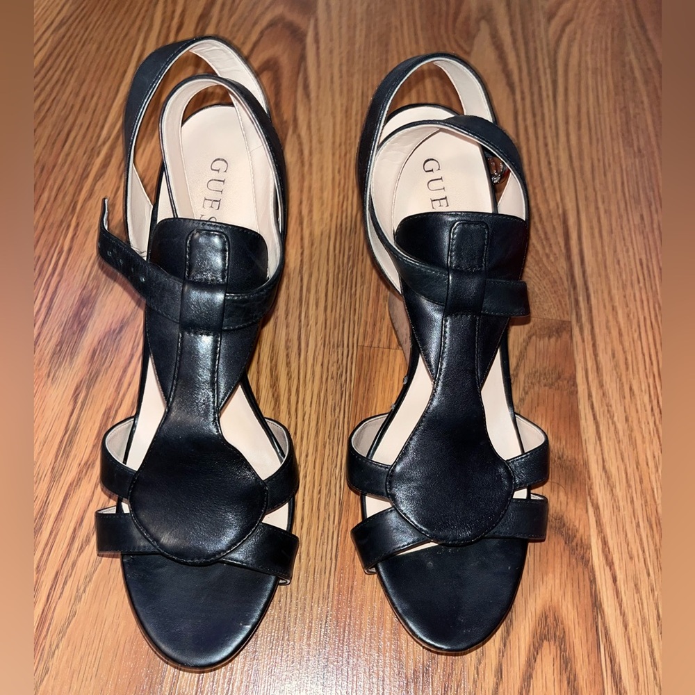Guess Black Strappy Heels